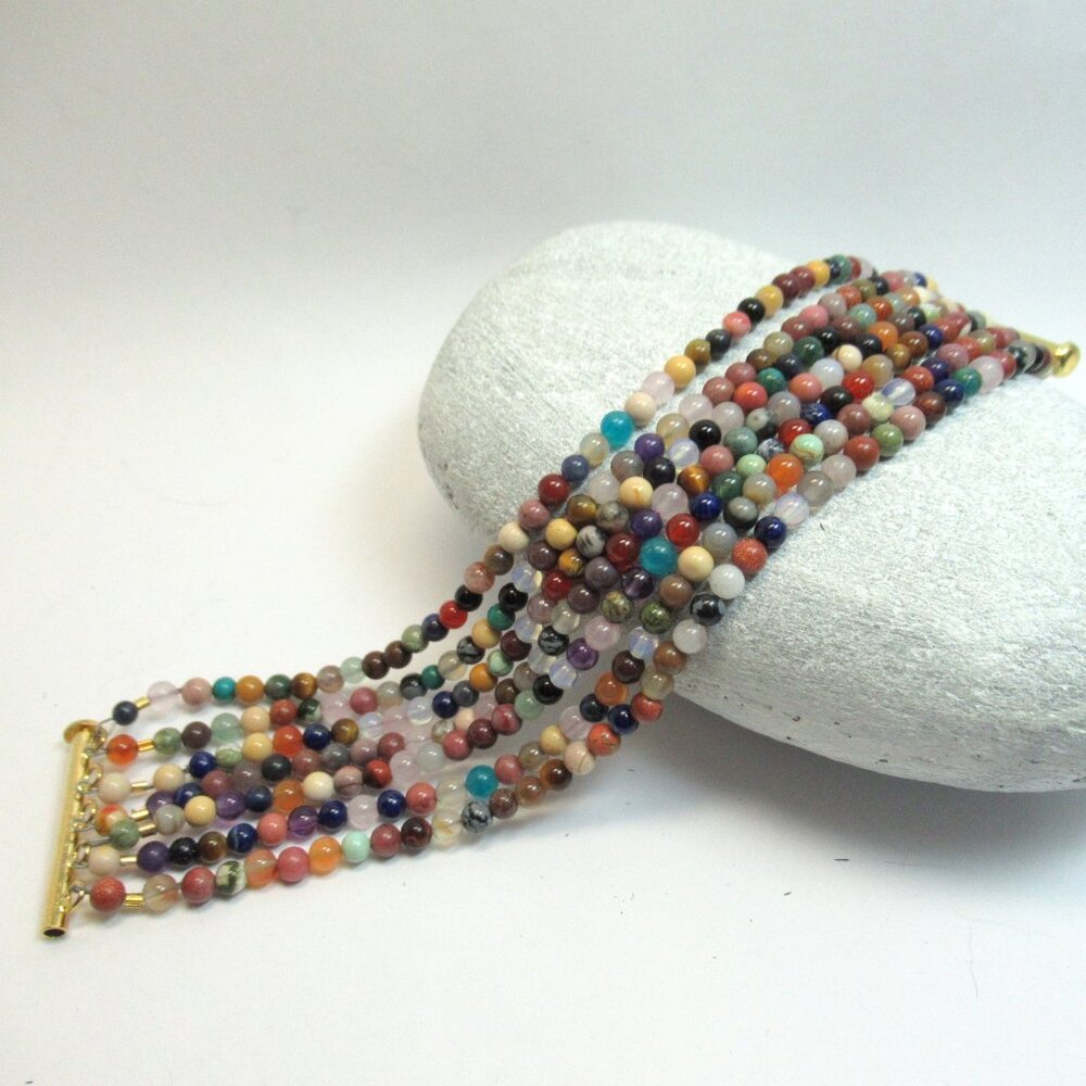 Gemstone seven strand bracelet